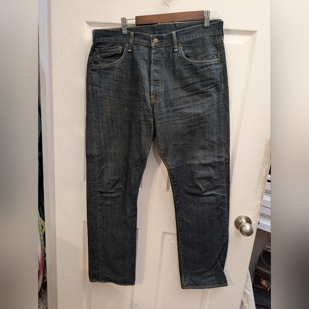 Men's Levi's 501 Dark Blue Straight Jeans 34x30